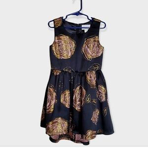 PLACE High low dress in Black with Gold Roses Size 5